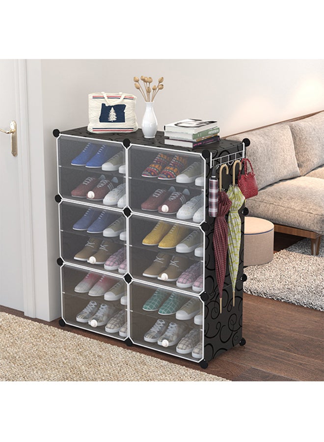 Sharpdo 6-Layers 2 Rows Shoe Cabinet 85x31x96 cm 12 pairs of shoe Black  - Image 1