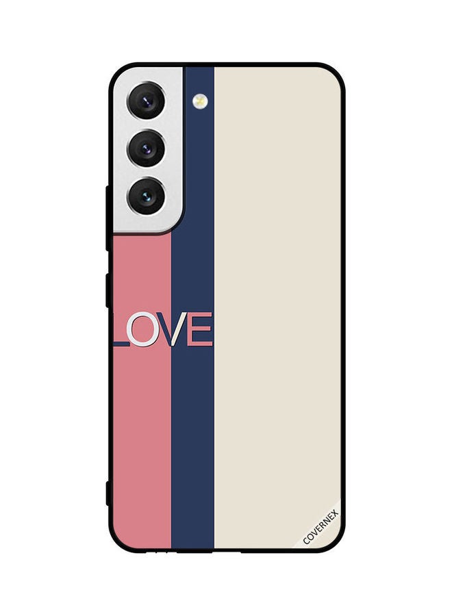 كوفرنيكس Samsung Galaxy S22 5G Protective Case Cover Printed Featuring Love On Pink & Black Strips DESIGN_0572 - Image 1