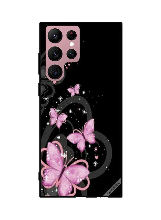 Covernex Protective Case Cover For Samsung Galaxy S22 Ultra 5G Butterfly Grey Hearts - Image 1