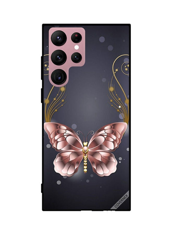 Covernex Protective Case Cover For Samsung Galaxy S22 Ultra 5G Butterfly Grey Background - Image 1
