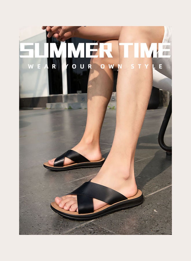 Fashion Casual Flip Flops Black & Brown  - Image 3