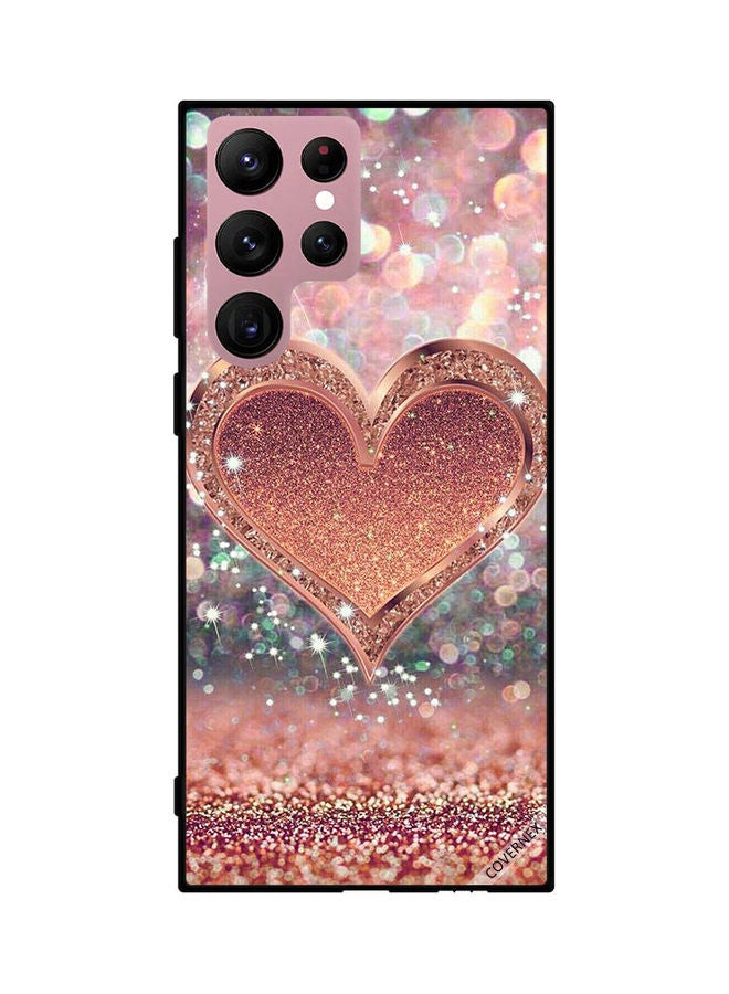 Covernex Protective Case Cover For Samsung Galaxy S22 Ultra 5G Golden Glitter Heart - Image 1