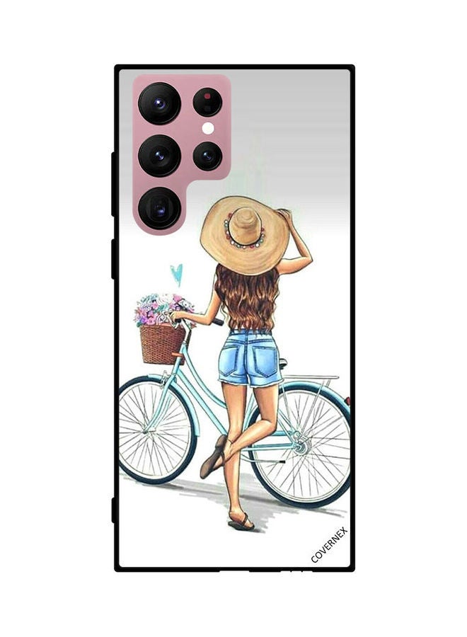Covernex Samsung Galaxy S22 Ultra 5G Protective Case Cover Printed Featuring Stylish Girl With Cycle DESIGN_0395 - Image 1