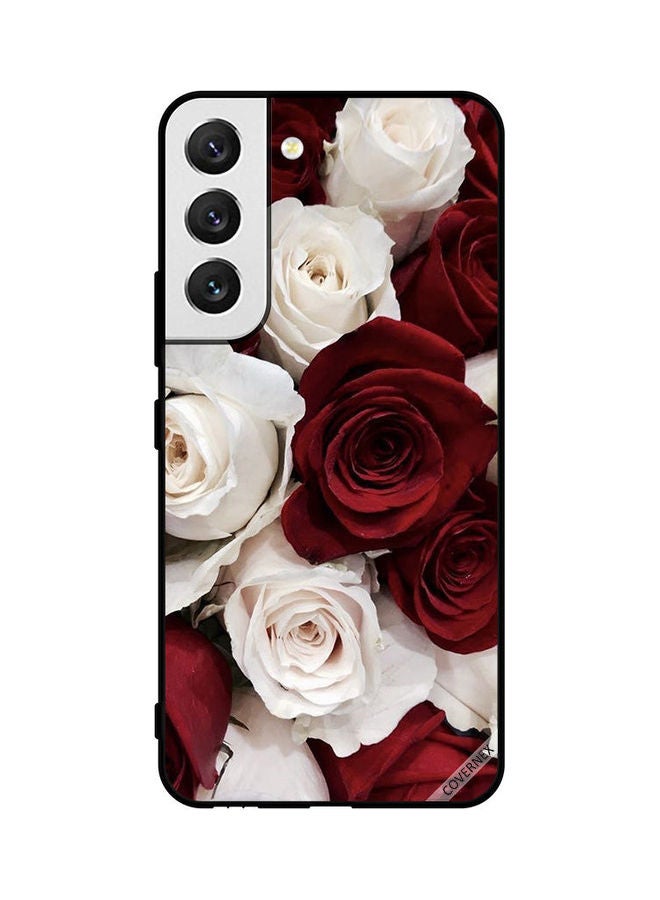 Covernex Samsung Galaxy S22 5G Protective Case Cover Printed Featuring White & Red Roses DESIGN_0312 - Image 1