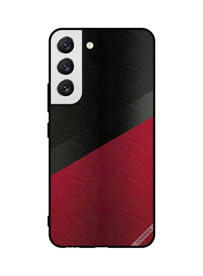 Covernex Samsung Galaxy S22 5G Protective Case Cover Printed Featuring Black & Red Leather Pattern DESIGN_0037 - Image 1