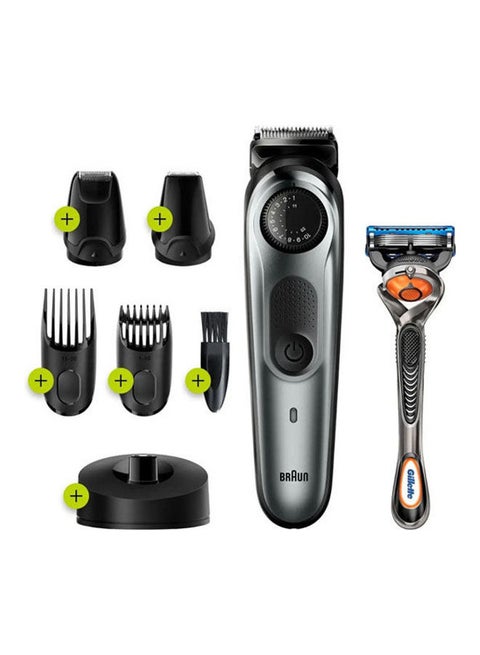 BT7240 Beard Trimmer with Precision Dial, 4 attachments And Gillette Fusion5 ProGlide Razor Silver 54*42*11cm