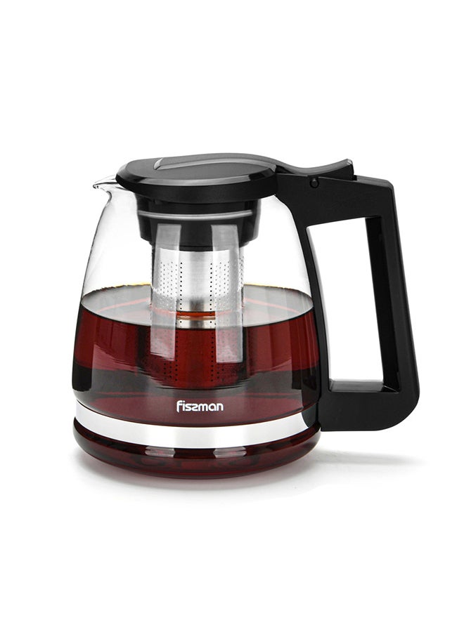 Fissman Tea Pot With Filter Black/Clear 1600ml  - Image 1