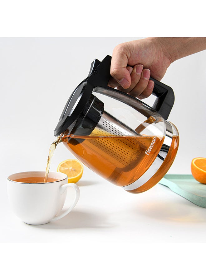 Fissman Tea Pot With Filter Black/Clear 1600ml  - Image 4