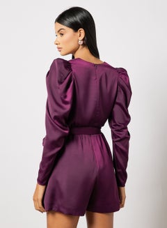 Ted Baker Belted Satin Playsuit Purple  - Image 2