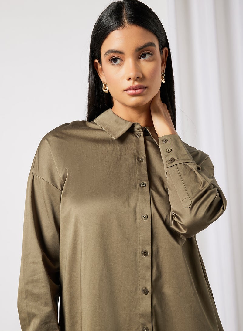 Deep Tier Boxy Shirt Dress Olive - v1644994479/N50798712V_3