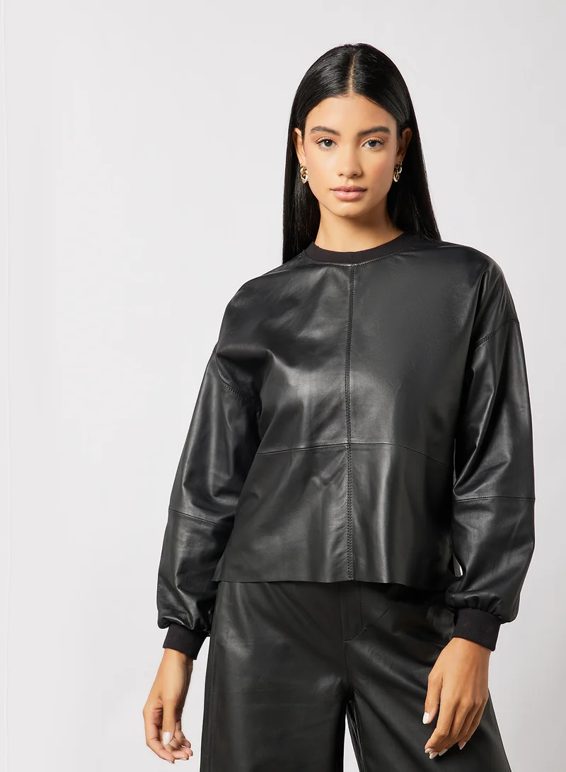 Ted Baker Florah Leather Oversized Sweatshirt