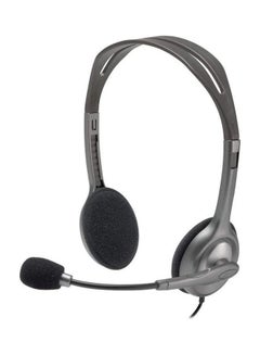 Logitech H111 Stereo Headphones, Bi-directional Microphones Type, Adjustable Headband, 1.3m Cable Length, 3.5mm Audio Jack, Black/Silver  - Image 1
