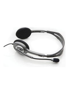 Logitech H111 Stereo Headphones, Bi-directional Microphones Type, Adjustable Headband, 1.3m Cable Length, 3.5mm Audio Jack, Black/Silver  - Image 2