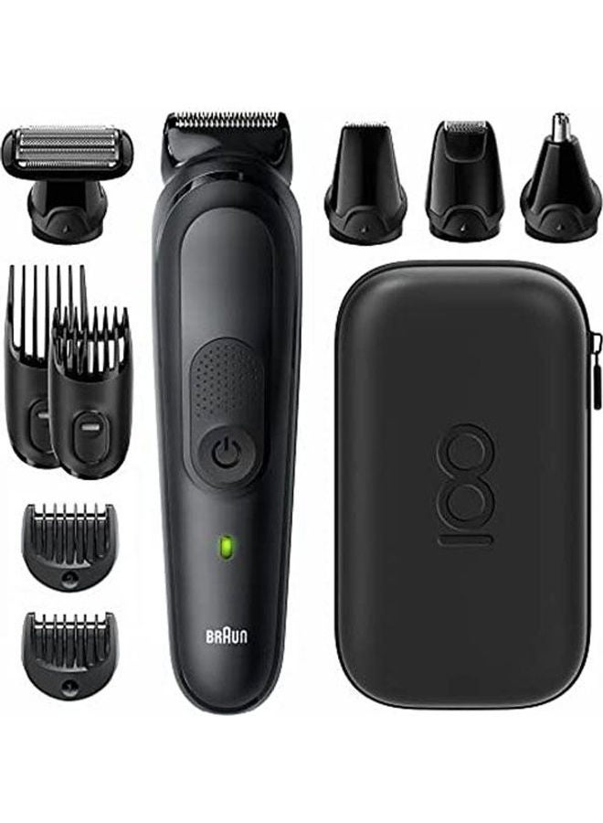 ماكينة حلاقة متعددة الاستخدامات 9 في 1 مع ماكينة تشذيب اللحية وماكينة قص الشعر وملحق حلاقة صغير أسود