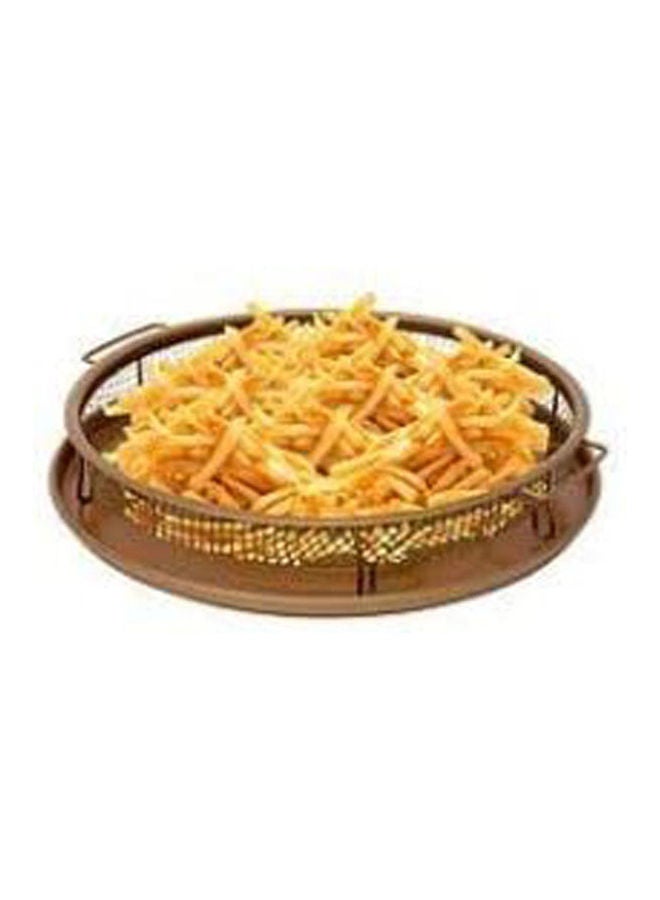 Nonstick Round Crisper Tray Copper Oven Turn Your Oven Into An Air Fryer - 2 Pc Set Brown 912grams  - Image 1