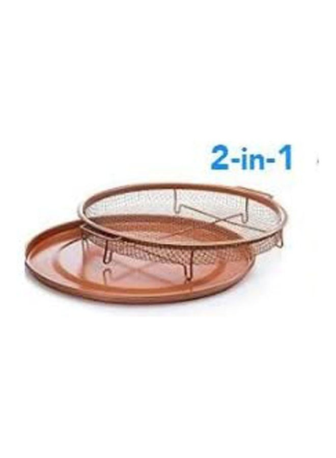 Nonstick Round Crisper Tray Copper Oven Turn Your Oven Into An Air Fryer - 2 Pc Set Brown 912grams  - Image 2