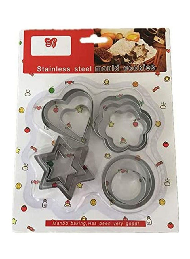 Cute Egg Molds Set Of 12 - Non Stick Non-Toxic Environmentally Stainless Steel Fried Egg Molds Pancake Rings 3D Cookie Mould Silver 305X5X6.5cm - Image 1