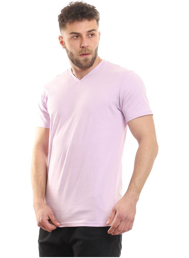 Andora Casual Plain Basic Collared Neck T-Shirt Purple - Image 2