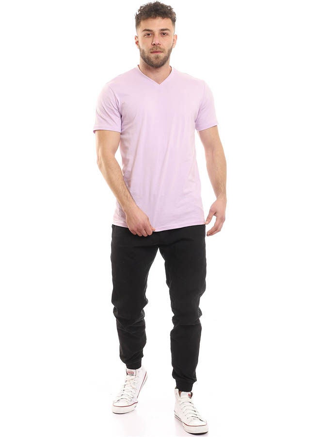 Andora Casual Plain Basic Collared Neck T-Shirt Purple - Image 5