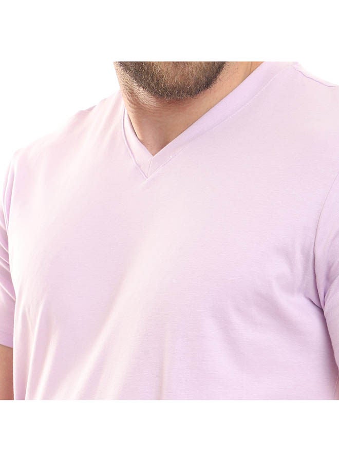 Andora Casual Plain Basic Collared Neck T-Shirt Purple - Image 4