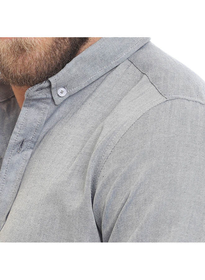 Andora Casual Plain Basic Collared Neck Shirt Dark Blue  - Image 4