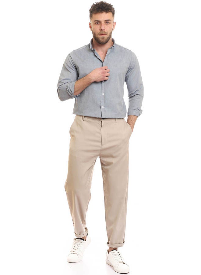 Andora Casual Plain Basic Collared Neck Shirt Dark Blue  - Image 5