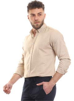 Casual Plain Basic Collared Neck Shirt Beige - v1645011974/N52606499A_2