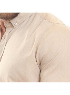 Casual Plain Basic Collared Neck Shirt Beige - v1645011975/N52606499A_4