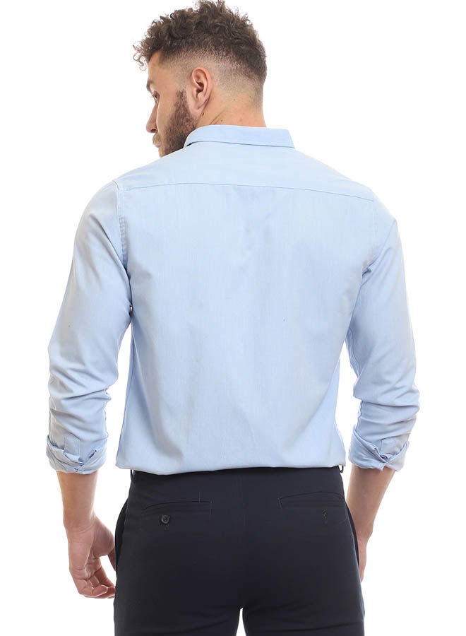 Andora - Casual Plain Basic Collared Neck Shirt Light Blue - Image 1