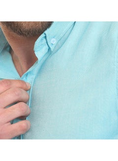 Casual Plain Basic Collared Neck Shirt Turquoise - v1645012149/N52606508A_4