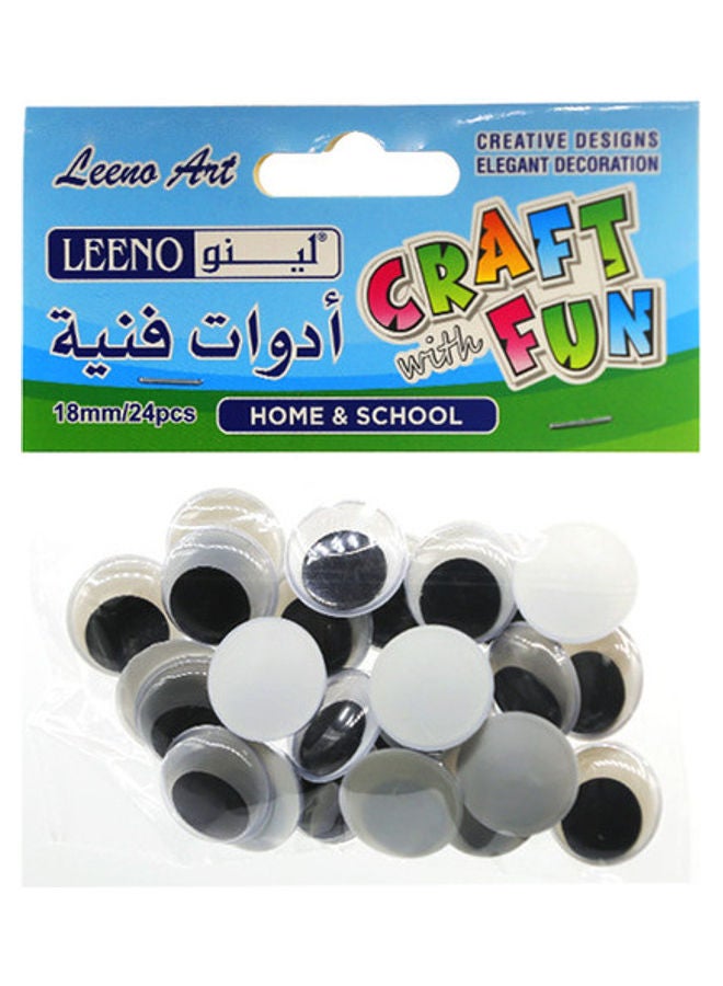 LEENO 24-Piece Wiggle Googly Eyes (18mm) White - Image 1