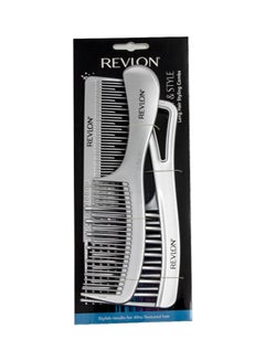 Revlon 3-Piece Protect And Style Long Hair Styling Combs Silver  - Image 2