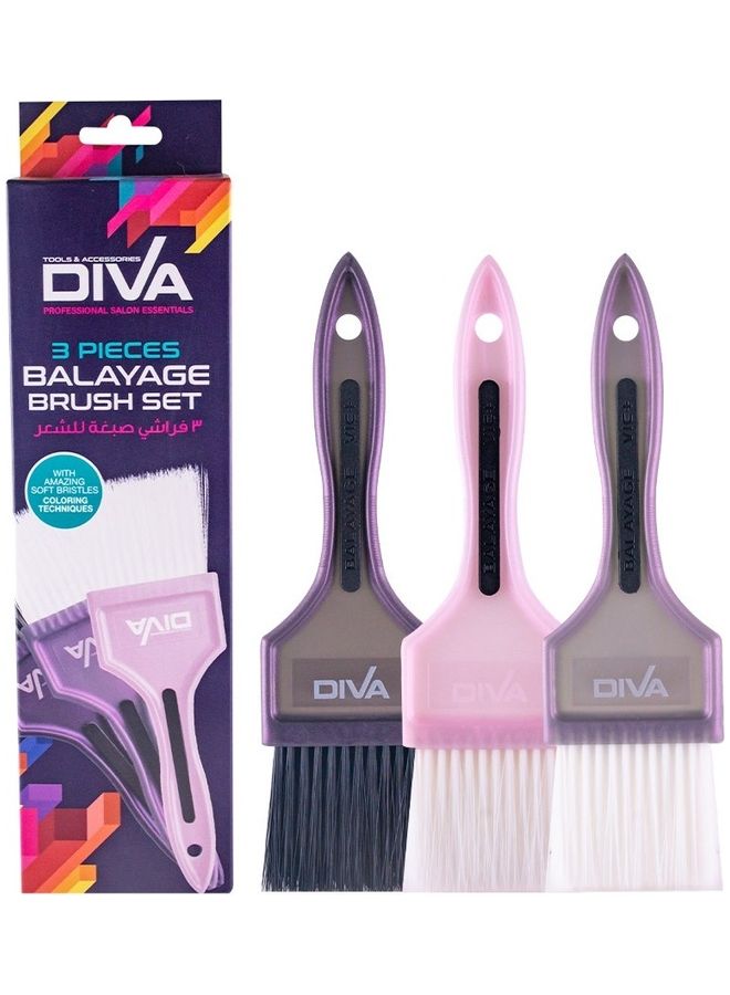 ديفا 3-Piece Balayage Brush Set Multicolour 200grams  - Image 1