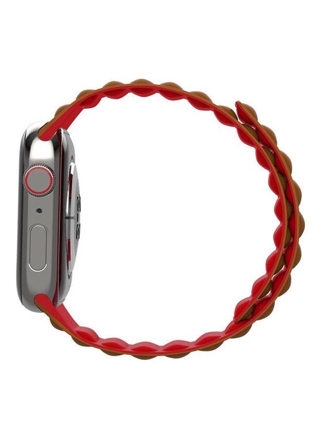 Baykron Silicone Magnetic Strap For Apple Watch 45mm Red/Brown - Image 2