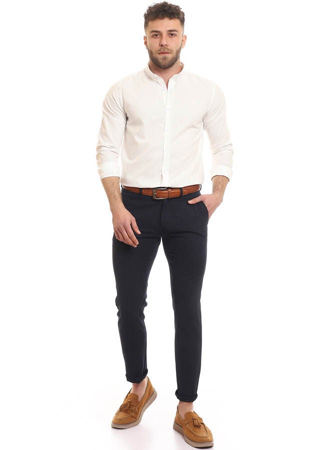 Andora - Casual Plain Basic Collared Neck Shirt White - Image 1