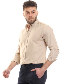 Andora Casual Plain Basic Collared Neck Shirt Beige  - Image 4