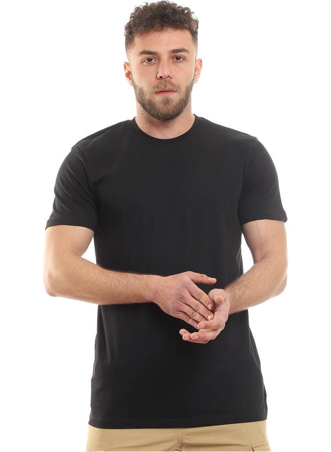 Andora Plain-Basic Casual Round Neck T_Shirt Black - Image 1