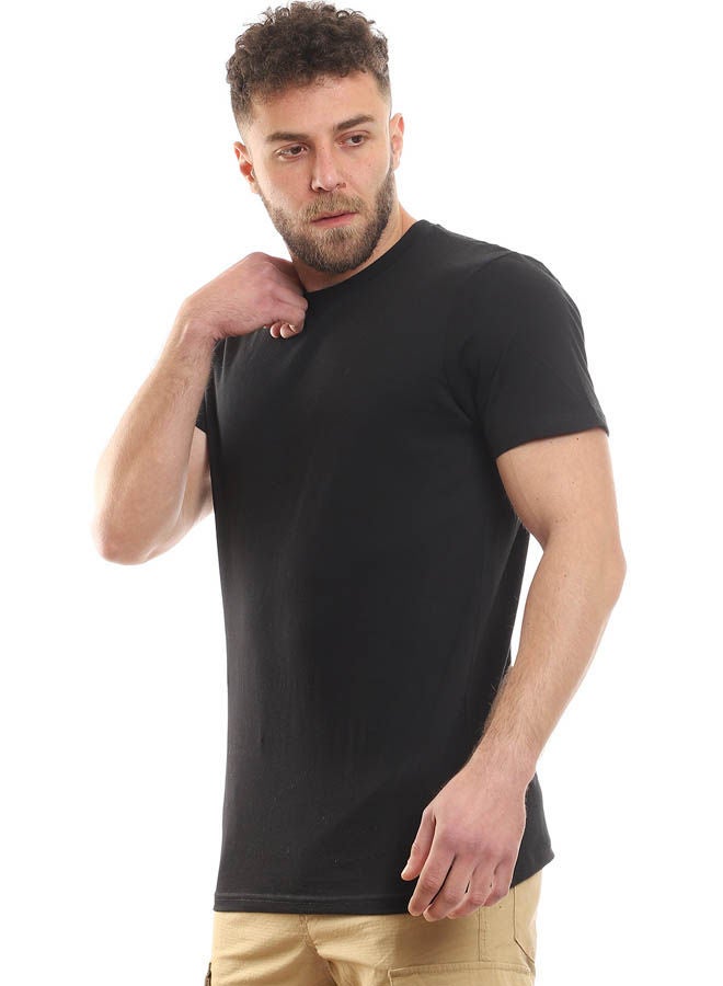 Andora Plain-Basic Casual Round Neck T_Shirt Black - Image 2