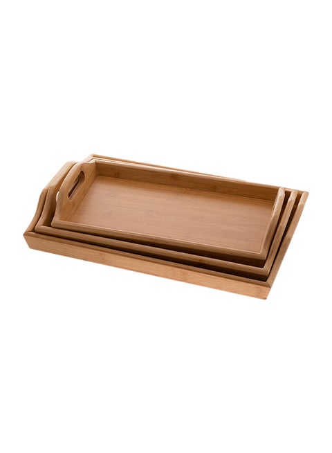 3-Piece Tray Set Beige 40x27x4cm