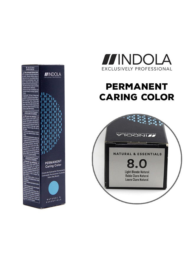 INDOLA Permanent Caring Color 8.0 Light Blonde Natural 60ml - Image 1