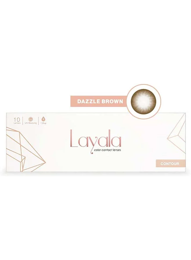Layala Women's Coloured Daily Disposable Contact Lenses, Contour Collection, Dazzle Brown, Pack Of 10