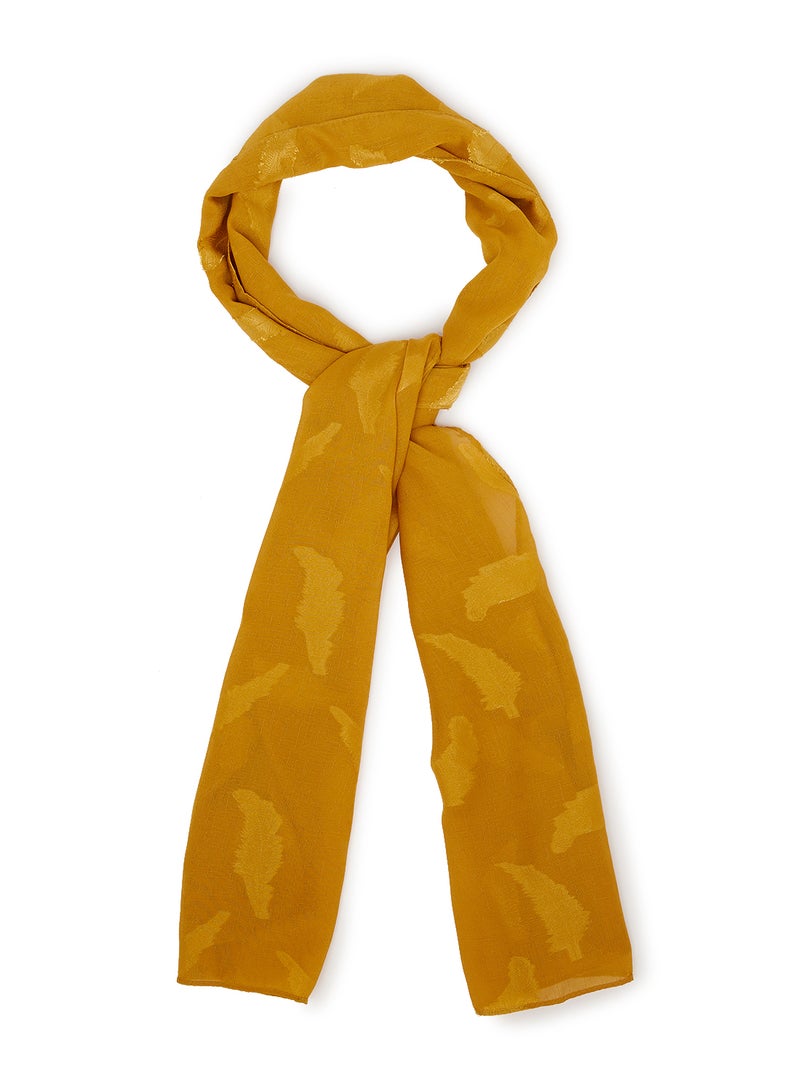 Rosh Leaf Embellished Hijab Scarf Gold  - Image 1
