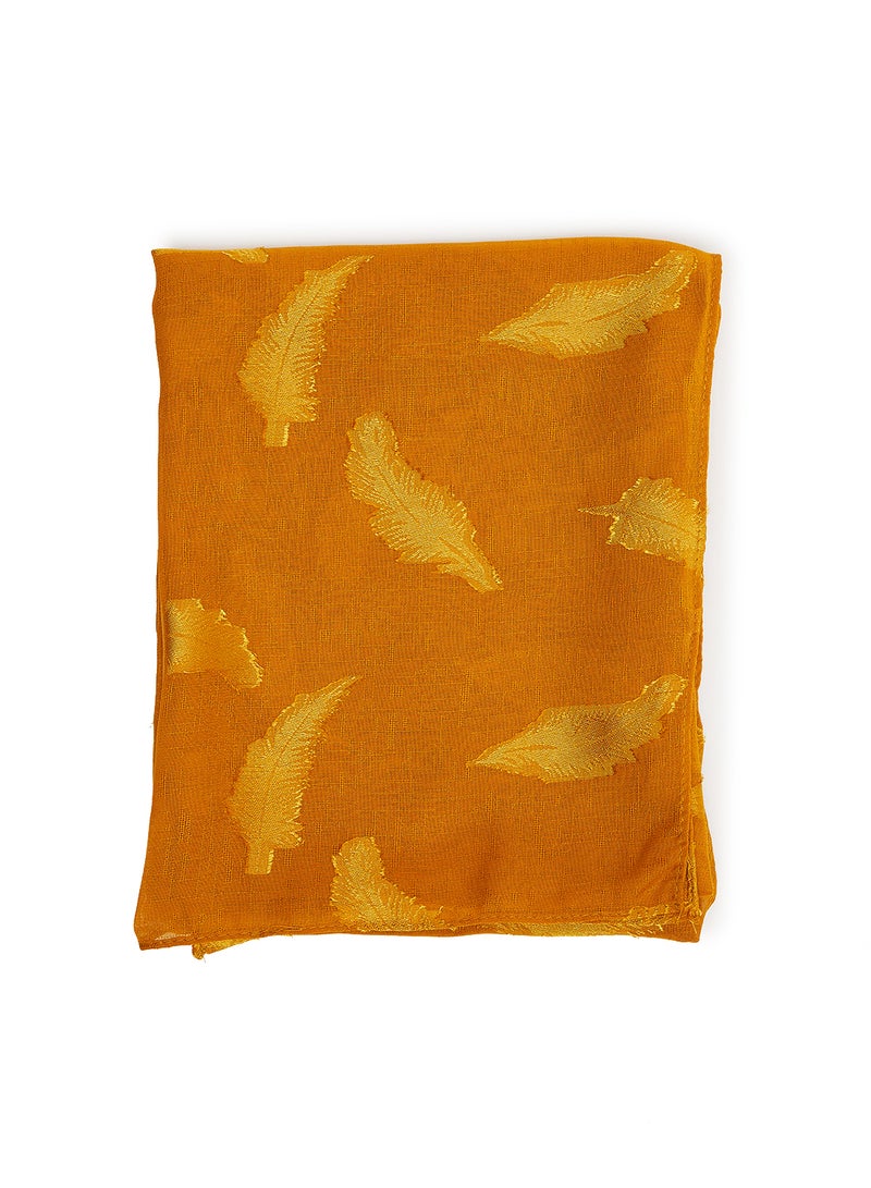 Rosh Leaf Embellished Hijab Scarf Gold  - Image 3
