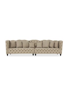homes r us 4-Seater Turbo Sofa Brown 340x95x98cm  - Image 1
