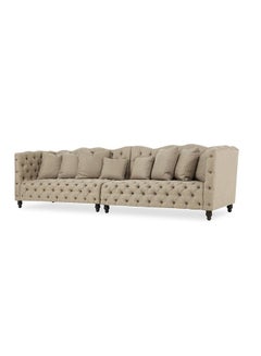 homes r us 4-Seater Turbo Sofa Brown 340x95x98cm  - Image 2