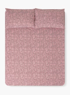 Fitted Bedsheet Set Twin Size High Quality 100% Cotton Percale 144 TC Light Weight Everyday Use 1 Bed Sheet And 2 Pillow Cases Printed Red Cotton Red
