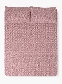 Fitted Bedsheet Set Queen Size High Quality 100% Cotton Percale 144 TC Light Weight Everyday Use 1 Bed Sheet And 2 Pillow Cases Printed Red Cotton Red