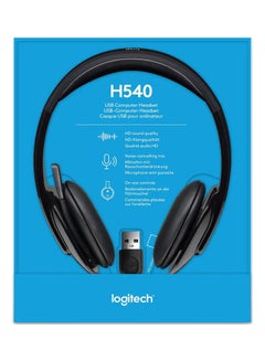 Logitech H540 USB Headset, With Noise-Cancelling Mic, Wired Connectivity, 18 Hours Battery Life, High Definition Sound Quality, On Ear Controls, Black  - Image 3