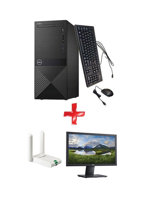 Vostro 3671 Tower PC With Core i3 Processor 4GB RAM 1TB HDD Intel UHD Graphics 630 With KB216 Multimedia USB Keyboard + Mouse And High Gain Wireless USB Adapter + 20 inch HD LED Monitor Black