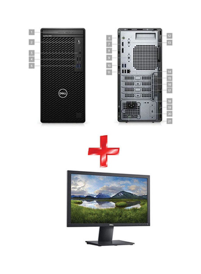 DELL Optliplex 3080 T Intel Core I5 10500 4GB Ram 1TB HDD Intel UHD Graphics 630 Dos With 20 inch HD LED Monitor Black  - Image 1